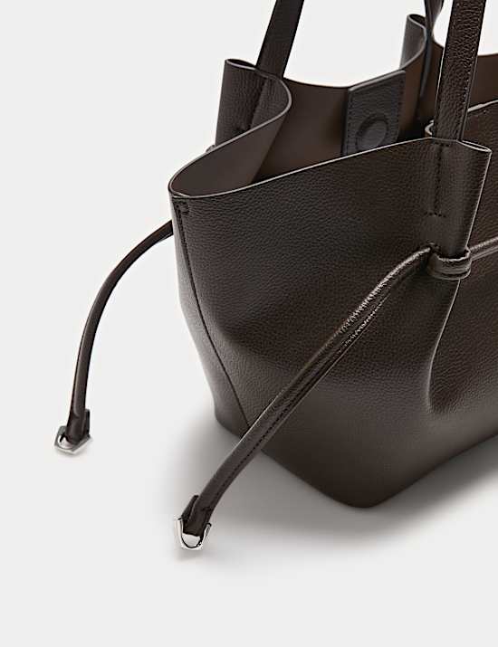 Faux Leather Pinched Mini Tote Bag