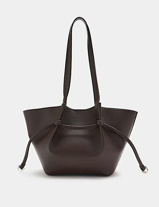 Faux Leather Pinched Mini Tote Bag