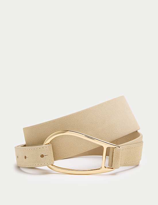 Suede Asymmetric Buckle Waist Belt