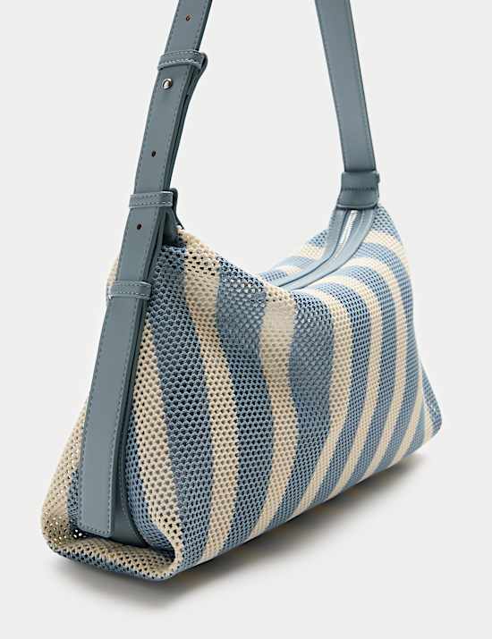 Mesh Striped Shoulder Cross Body Bag