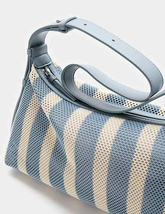 Mesh Striped Shoulder Cross Body Bag