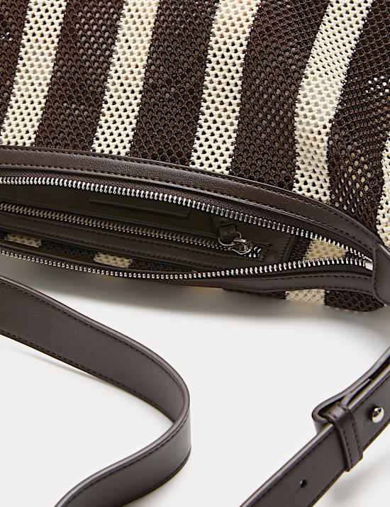 Mesh Striped Shoulder Cross Body Bag