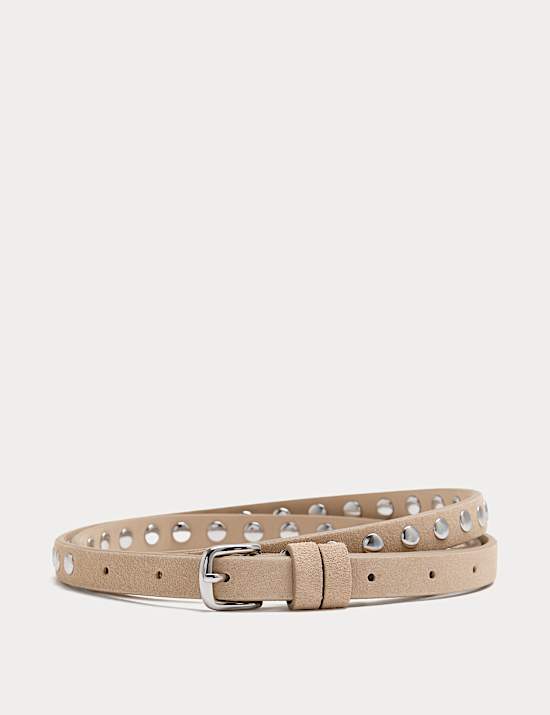 Suede Studded Skinny Jeans Belt