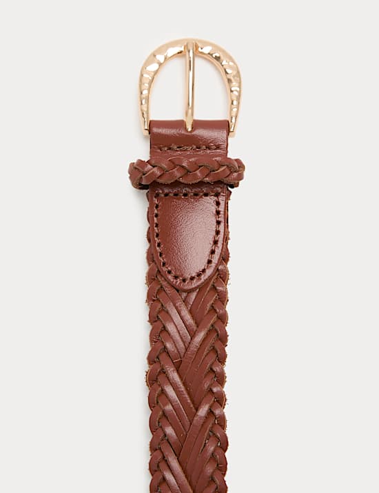 Leather Skinny Weave Waist Belt