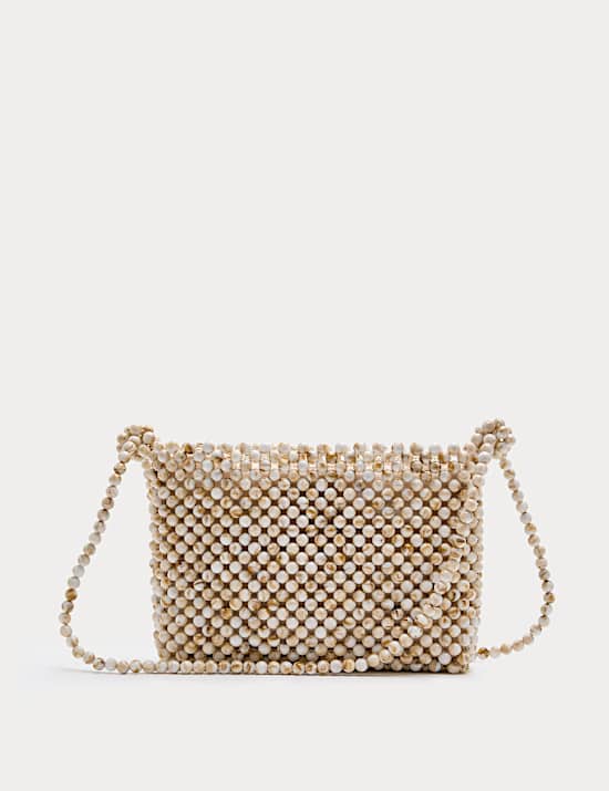 Openwork Beaded Shoulder Bag