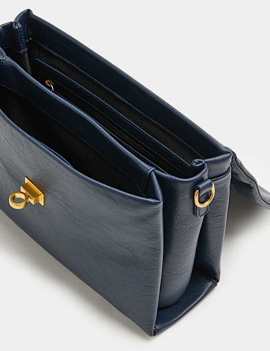 Faux Leather Puffy Cross Body Bag