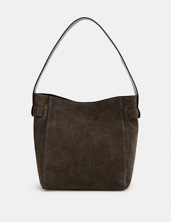 Suede Top Handle Bucket Bag
