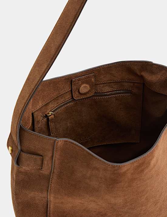 Suede Top Handle Bucket Bag