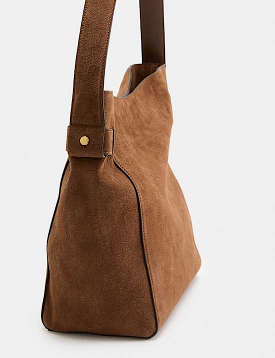 Suede Top Handle Bucket Bag