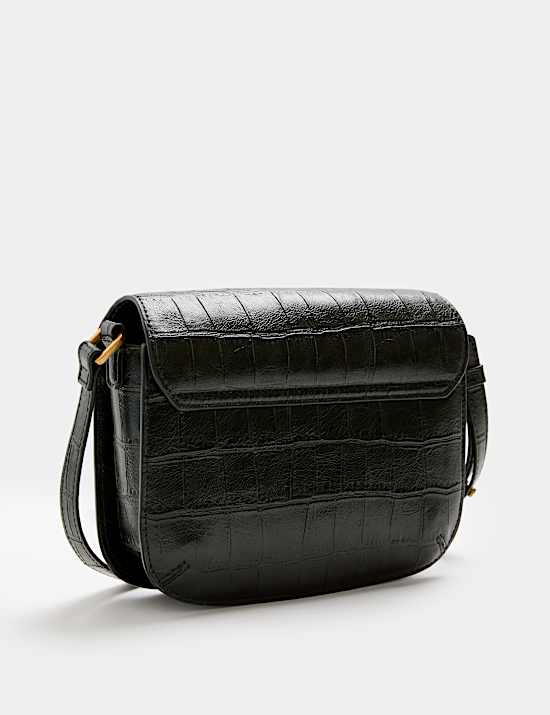 Sac besace enveloppe effet crocodile