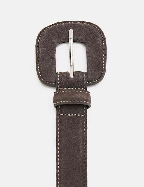 Ceinture en daim &agrave; boucle recouverte