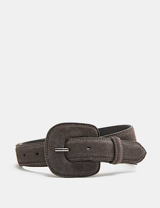Ceinture en daim &agrave; boucle recouverte
