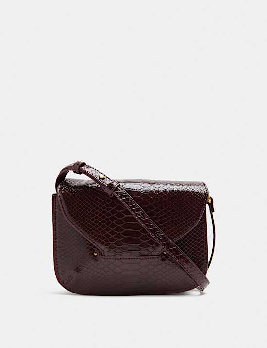 Snake Print Envelope Cross Body Bag