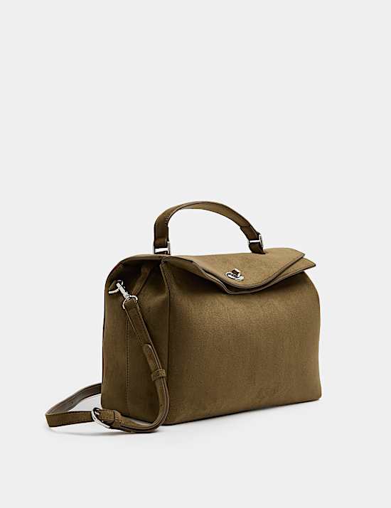 Faux Suede Fold Over Grab Bag