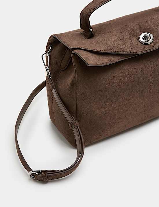 Faux Suede Fold Over Grab Bag