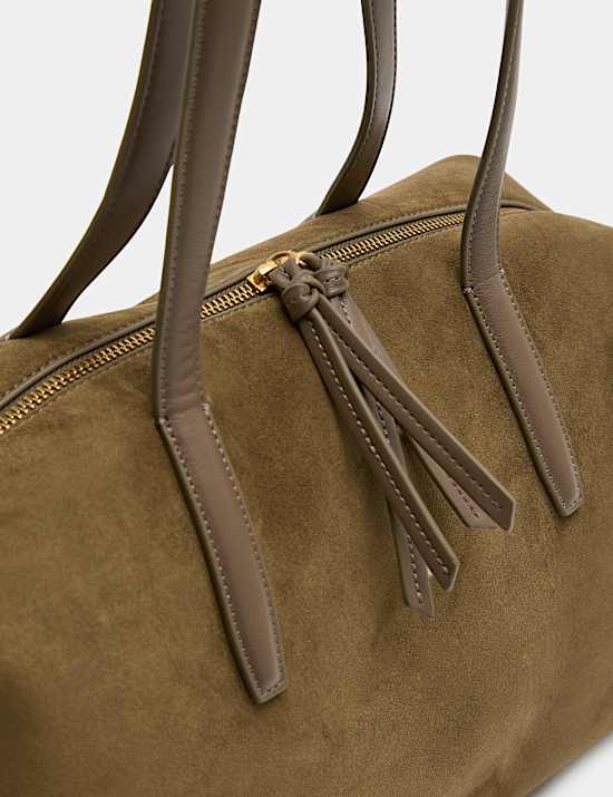 Faux Suede Bowler Bag