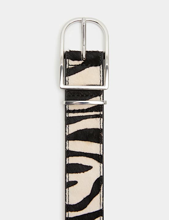 Hair On Leather Blend Animal Print Jeans Belt
