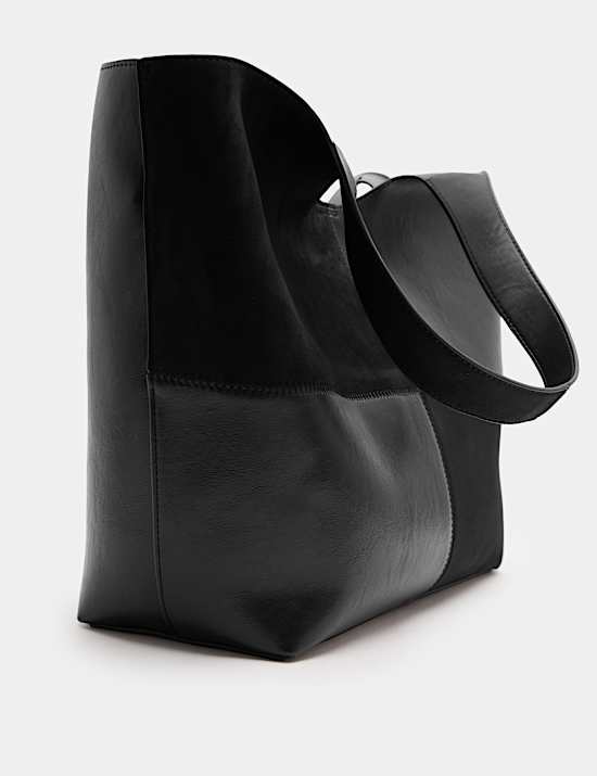 Faux Leather Patchwork Tote Bag