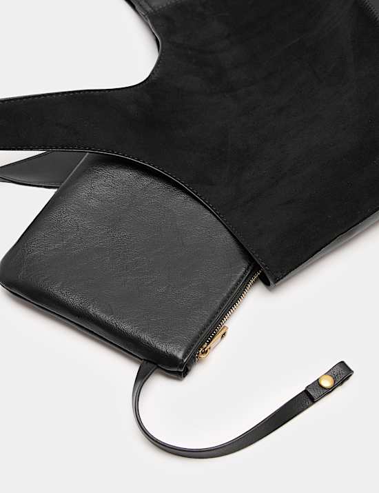 Faux Leather Patchwork Tote Bag