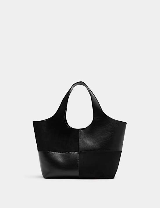 Faux Leather Patchwork Tote Bag