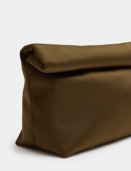 Satin Roll Clutch Bag