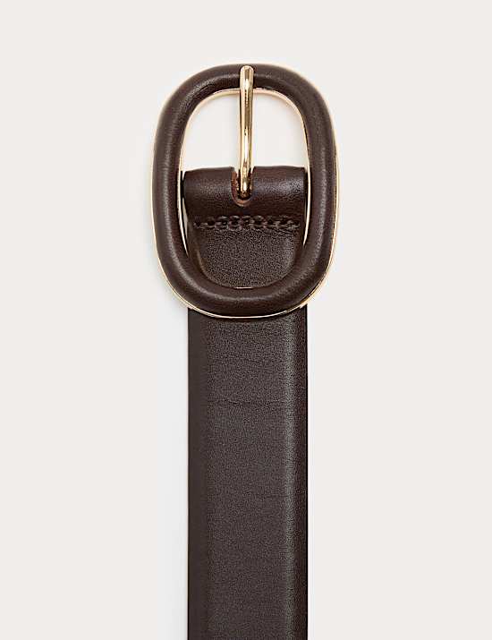 Leather Covered Buckle Jeans Belt