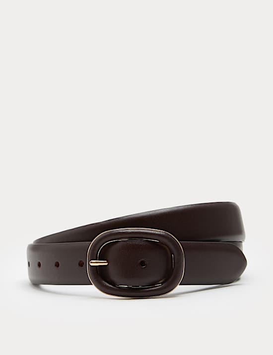 Leather Covered Buckle Jeans Belt