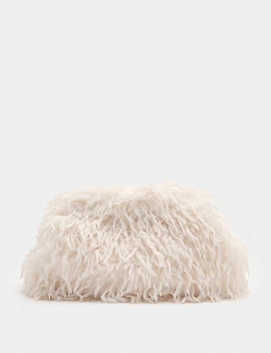 Textured Faux Fur Clutch Bag