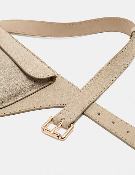 Suede Pocket Detail Waist Belt