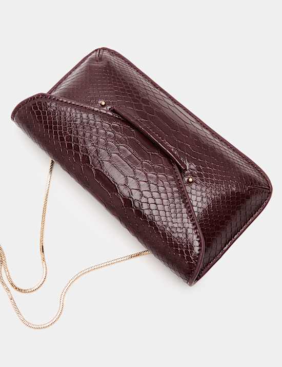 Faux Leather Snake Print Mini Clutch Bag