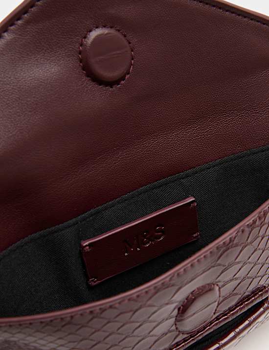 Faux Leather Snake Print Mini Clutch Bag