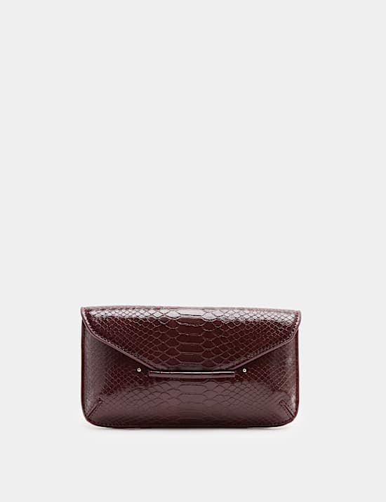 Faux Leather Snake Print Mini Clutch Bag