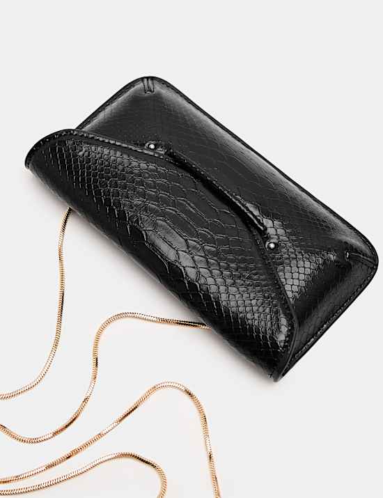 Faux Leather Snake Print Mini Clutch Bag