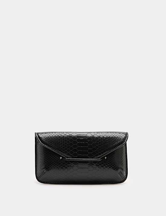 Faux Leather Snake Print Mini Clutch Bag