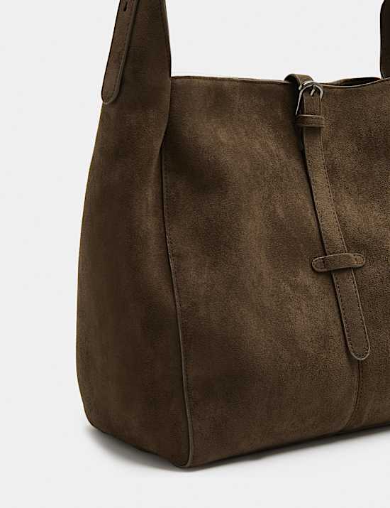 Buckle Detail Zip Shoulder Bag