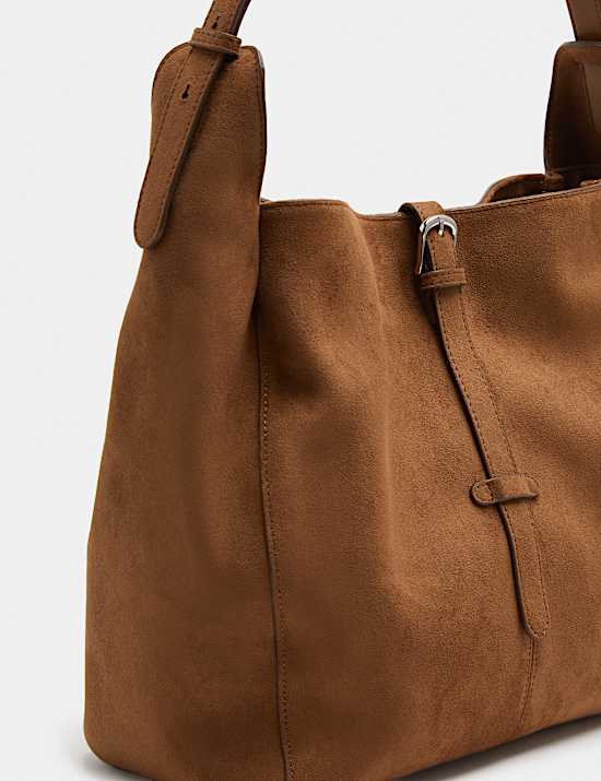 Buckle Detail Zip Shoulder Bag