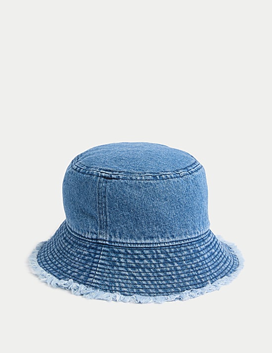 Cotton Rich Frayed Edge Bucket Hat