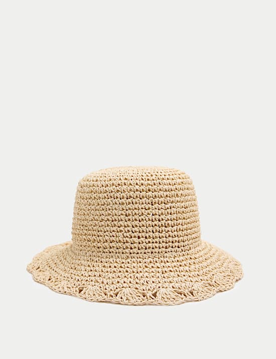 Straw Scalloped Edge Fedora Hat