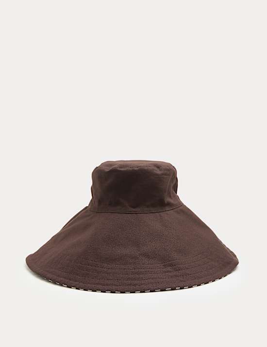 Pure Cotton Reversible Wide Brim Bucket Hat