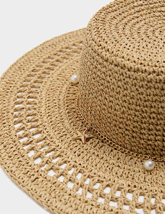 Chapeau fedora souple &agrave; d&eacute;tail coquillage