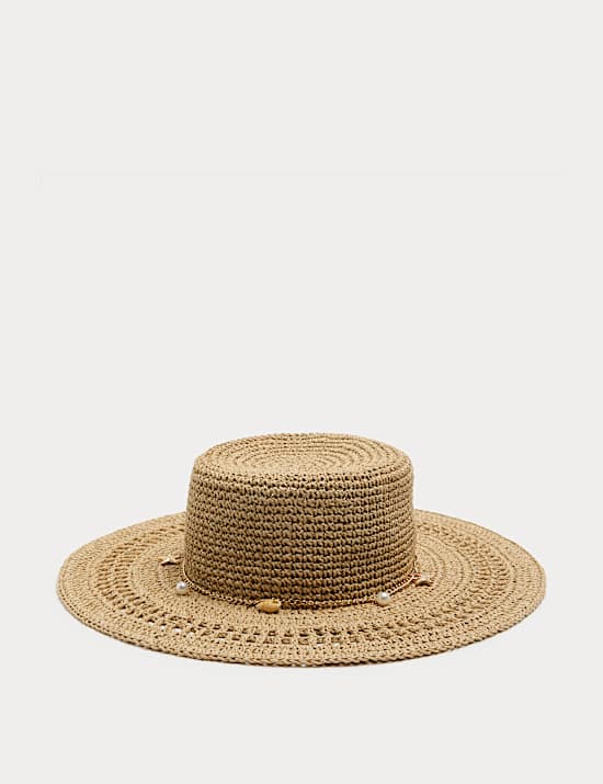 Chapeau fedora souple &agrave; d&eacute;tail coquillage