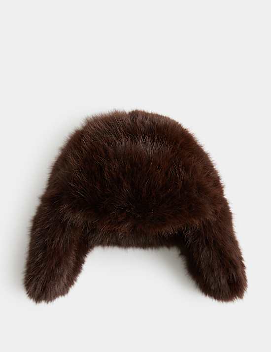 Faux Fur Lined Turn Up Trapper Hat
