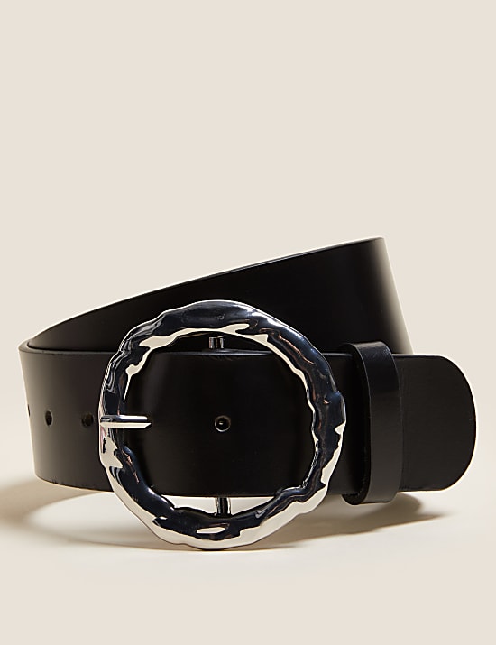 Leather Circle Buckle Waist Belt