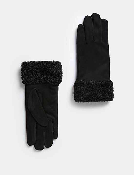 Faux Sheepskin Cuffed Gloves