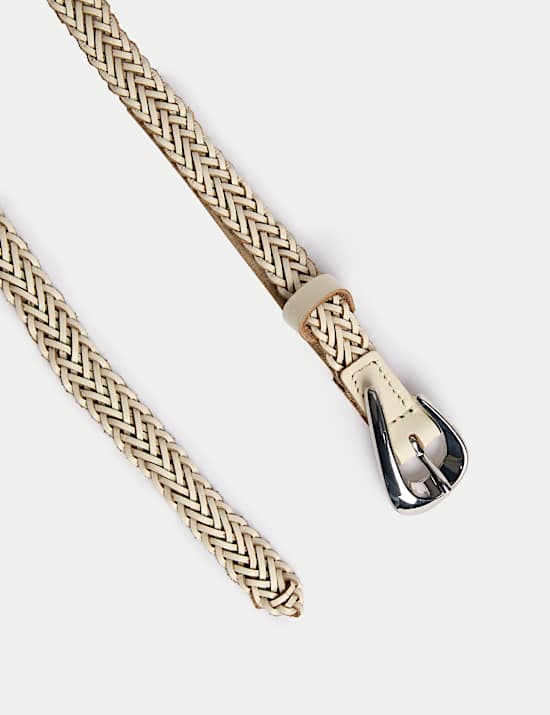 Ceinture à boucle tissée ajustée en cuir idéale pour les jeans