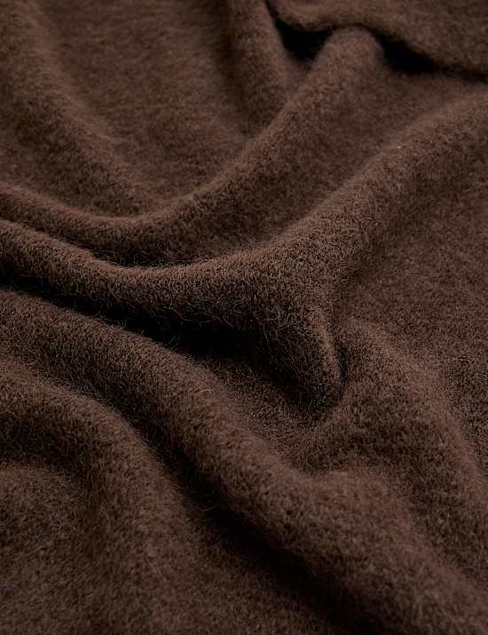 Knitted Textured Triangle Scarf with Wool