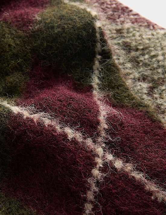 Puszysty szalik w romby z wełną