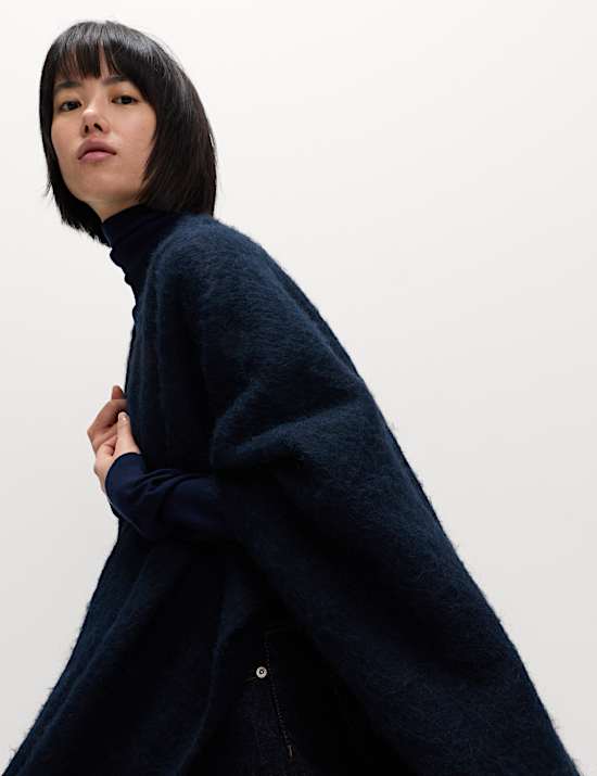 Brushed Fringed Wrap Scarf with Wool