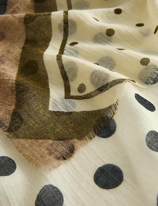 Polka Dot Lightweight Scarf with Wool