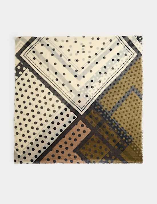 Polka Dot Lightweight Scarf with Wool